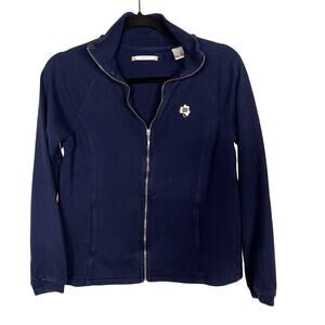 Lady Vesi Womens S Navy Blue Notre Dame Full Zip Sweatshirt Embroidered Cotton
